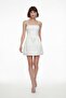 Women's Ecru Thin Straps Mini Satin Graduation Evening Dress