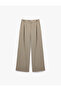 Viscose Blended High Waist Button Detailed Palazzo Trousers with Pockets - 3