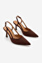 Women's Stiletto Open-Sided Strappy Pointed Toe Classic Heeled Shoes Suder Brown Suede - 6