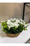 Artificial Flower Arrangement Wicker Basket Flower Pot – Decorative Ornament for Living Room, Office, Tabletop - 3