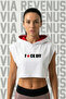  Off Printed Zero Sleeve Hooded Sportswear Women's Crop