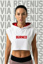 Burned Printed Zero Sleeve Hooded Sportswear Women's Crop
