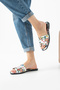 Florisa Women's Floral Patterned H-Strapped White Flat Sole Summer Slippers - 3