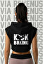 Kickboxing Front and Back Printed Zero Sleeve Hooded Sports Women's Crop - 2
