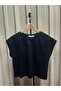 Siyah Basic Bisiklet Yaka Crop Tshirt - 2