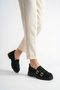 Women's Loafer Moccasin Casual Buckle Daily Shoes Tonyas Black Suede - 2