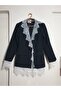 Women's Oversize Loose Padded Lace Detailed Lace Jacket - 5