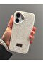 iPhone 17 Compatible - White Stone Sparkling Silicone Case Shock-Resistant Cover - 5