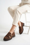 Women's Loafer Moccasin Casual Buckle Daily Shoes Tonyas Brown Suede - 2