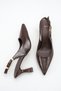 Women's Bitter Brown Yanki Buckle Open-Back Heeled Shoes - 5