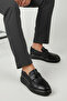 Genuine Leather Buckle Laceless Men's Black Comfort Loafer Shoes - 8