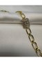 Square Stone Double Halo Framed Paperclip Chain Steel Bracelet - Golden Royal Double Halo Chain Bracelet - 2