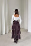 Belted Ruffle Skirt with Front Slit - 3