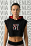Queen 01 Front and Back Printed Zero Sleeve Hooded Sports Women's Crop