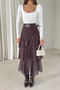 Belted Ruffle Skirt with Front Slit - 2