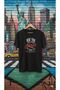 Men's Oversize Black Printed T-Shirt 100% Cotton New York Patterned Crew Neck Casual Short Sleeve - 2