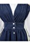 Buttoned V-Neck Zero Sleeve Denim Gilet - Navy Blue - 3