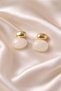 Women's Gold-White Ball Earrings - 3