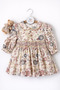 Cute Floral Print Elasticized Sleeves Comfortable Baby Girl Dress - 2