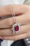 YAKUT RUBY BAGET DİKDÖRTGEN GÜMÜŞ KOLYE - 2