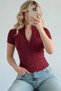 Range Women's Short Sleeve Zipper Pocket Burgundy Slim Fit Sports Blouse
