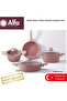 7 Piece Swiss Stone Granite Cookware Set – Induction Base | Non-Stick | healthy cooking | PINK