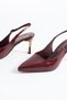 Zarel Women's Burgundy Patent Leather Pointed Toe Graduation Evening Dress 7 cm Thin Gold Heeled Shoes - 5