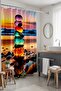 Bathroom Curtain, Colorful Stones Patterned Shower Curtain at Sunset, Bathtub Curtain 175X200Cm - 2
