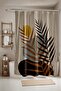 Bathroom Curtain, Bohemian Stone and Leaves Patterned Shower Curtain, Bathtub Curtain 175X200Cm