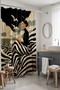 Bathroom Curtain, Striped Silence Patterned Shower Curtain, Bathtub Curtain 175X200Cm - 3