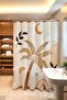 Bathroom Curtain, Bohemian Moon and Cream Palm Pattern Shower Curtain, Bathtub Curtain 175X200Cm