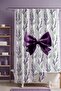 Bathroom Curtain, Purple Bow Elegance Patterned Shower Curtain, Bathtub Curtain 175X200Cm