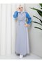 Denim Sleeves Two Thread Cotton Women's Sports Dress with Laces N-05490 _ Gray - 2