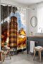 Bathroom Curtain, Pisa Patterned Shower Curtain in Golden Hour Design, Bathtub Curtain 175X200Cm - 2