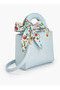 Textured Satchel Bag with Printed Scarf Accent - 4