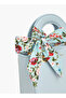 Textured Satchel Bag with Printed Scarf Accent - 3