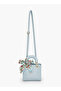 Textured Satchel Bag with Printed Scarf Accent - 2