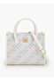 Monogram Print Satchel Bag with Detachable Strap
