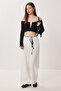 Foulard Belted Woven Palazzo Trousers Lby0051 White - 2