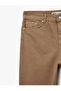 High Waist Pocketed Buttoned Cotton Straight Leg Denim Trousers - Mom Slim Jean - 5