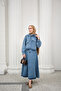 Women's Collared Balloon Sleeve Skirt Suit Light Blue - 3