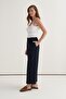 Women's Straight Cut Pencil Pants Navy Blue - 3