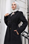 Brooch Detailed Buttoned Trench Coat Black 19371 - 2