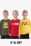 3-Pack Round Neck Printed Detailed Long Sleeve Boys' T-Shirt