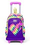 Kids Colorful Pixel Heart Patterned Three-Compartment Wheeled School Backpack 34008 - 8