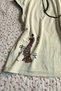 Ecru Mandarin Collar Vintage Geisha Printed Y2K Short Sleeve Crop - 2
