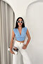 Women's Sleeveless Deep Neck Gathered Crop Blouse