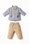Baby Boy 6-18 Months Striped Shirt and Pants 2-Piece Set with Bow Tie and Suspenders Special Day & Holiday Combination - 2