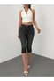 Women's High Waist Anthracite Gray Capri Jean — Slim Fit Below the Knee Denim Pants - 8