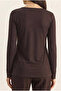 Women's Brown V-Neck Ruched Viscose Blouse 1041 60283944 - 5